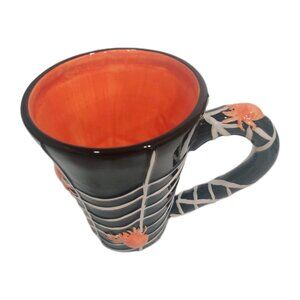 Lillian Vernon Spider Web Halloween Mugs 12 Oz Black And Orange Witch Potion